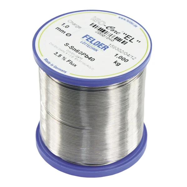 Lötzinn auf Rolle FELDER ISO-Core "EL", 1,0mm, 1.000g, bleihaltig (60%Sn 40%Pb)