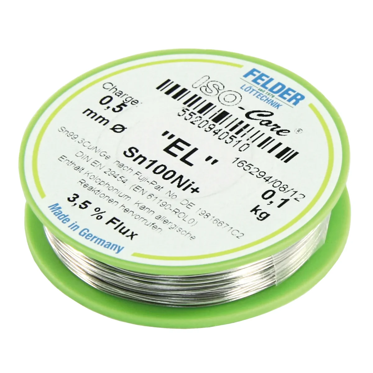 Lötzinn auf Rolle FELDER ISO-Core "EL", 0,5mm, 100g, bleifrei (Sn100%Ni+) – Bild 1