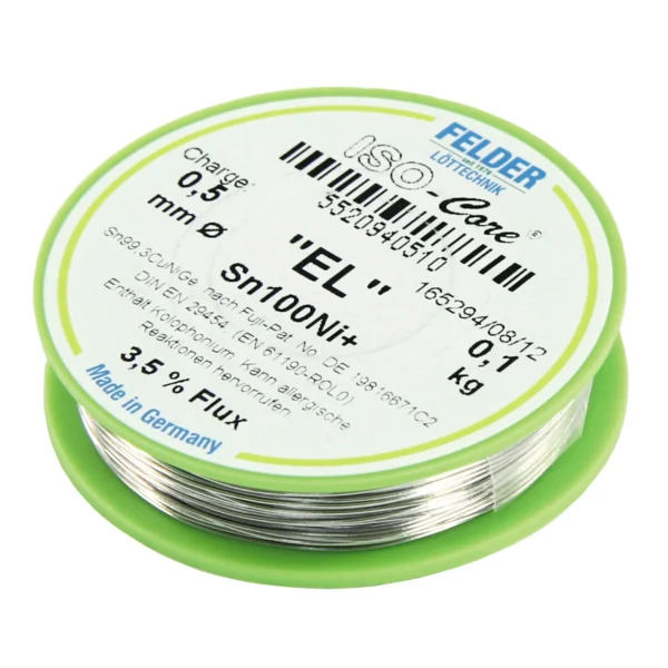 Lötzinn auf Rolle FELDER ISO-Core "EL", 0,5mm, 100g, bleifrei (Sn100%Ni+)