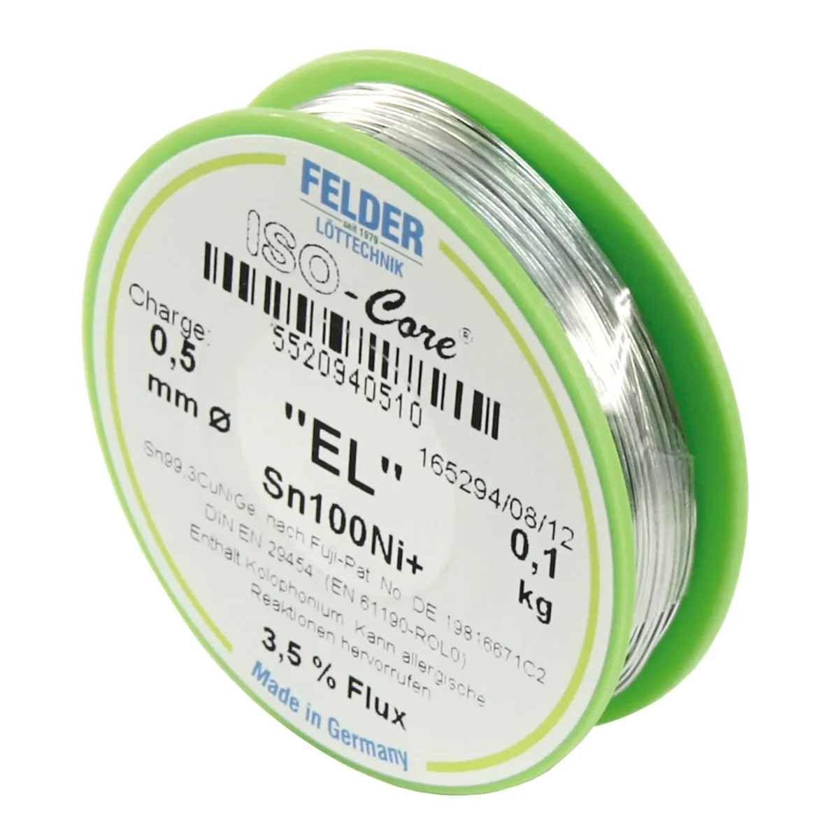Lötzinn auf Rolle FELDER ISO-Core "EL", 0,5mm, 100g, bleifrei (Sn100%Ni+) – Bild 2
