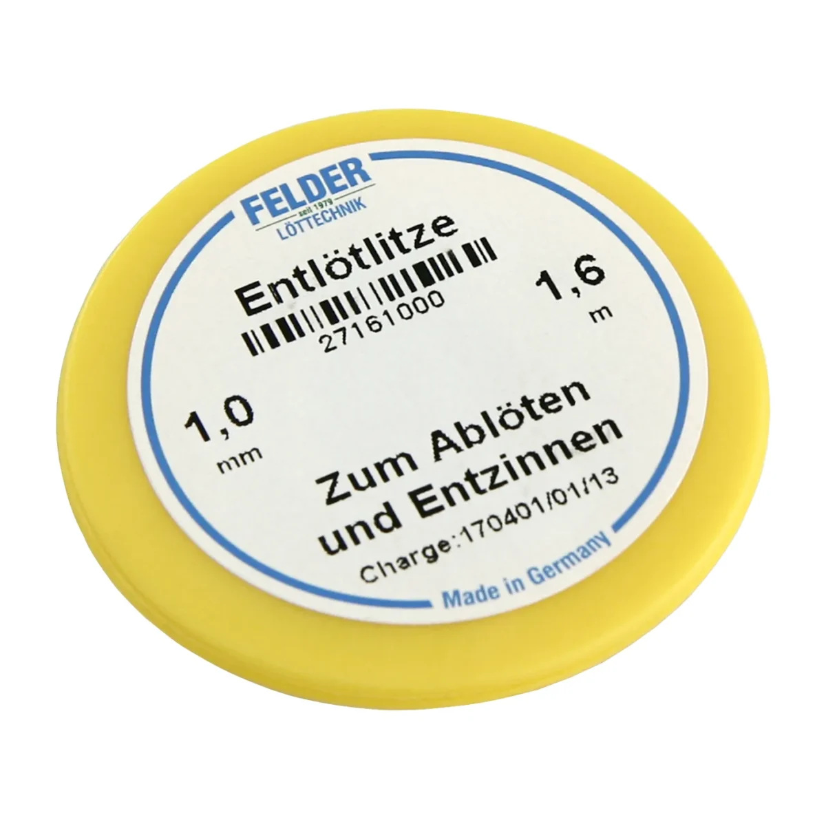 Entlötlitze FELDER, 1,0mm, mit halogenfreiem Flussmittel getränkte Kupferlitze, 1,60m Spule – Bild 1
