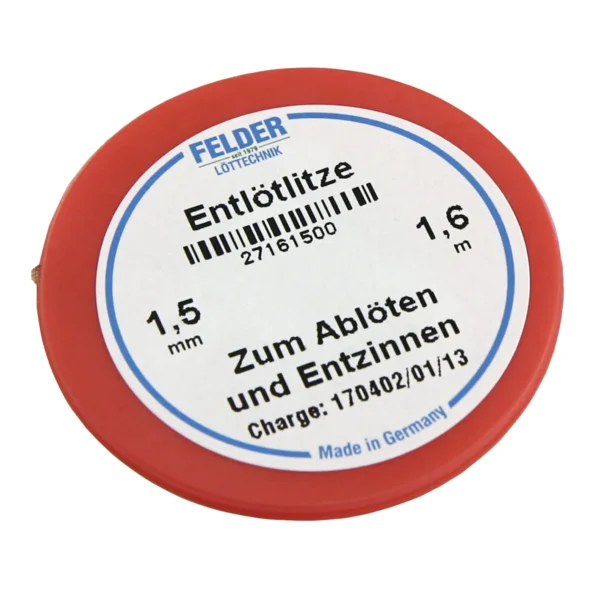 Entlötlitze FELDER, 1,50mm, mit halogenfreiem Flussmittel getränkte Kupferlitze, 1,60m Spule