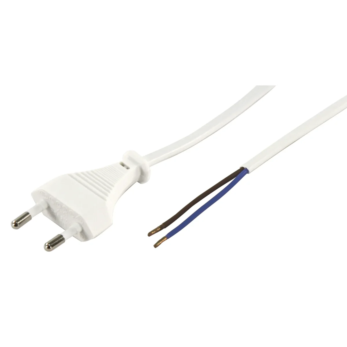 Euro-Netzkabel McPower mit blanken Enden Länge 1,5m, 2x0,75 mm², weiß – Bild 1