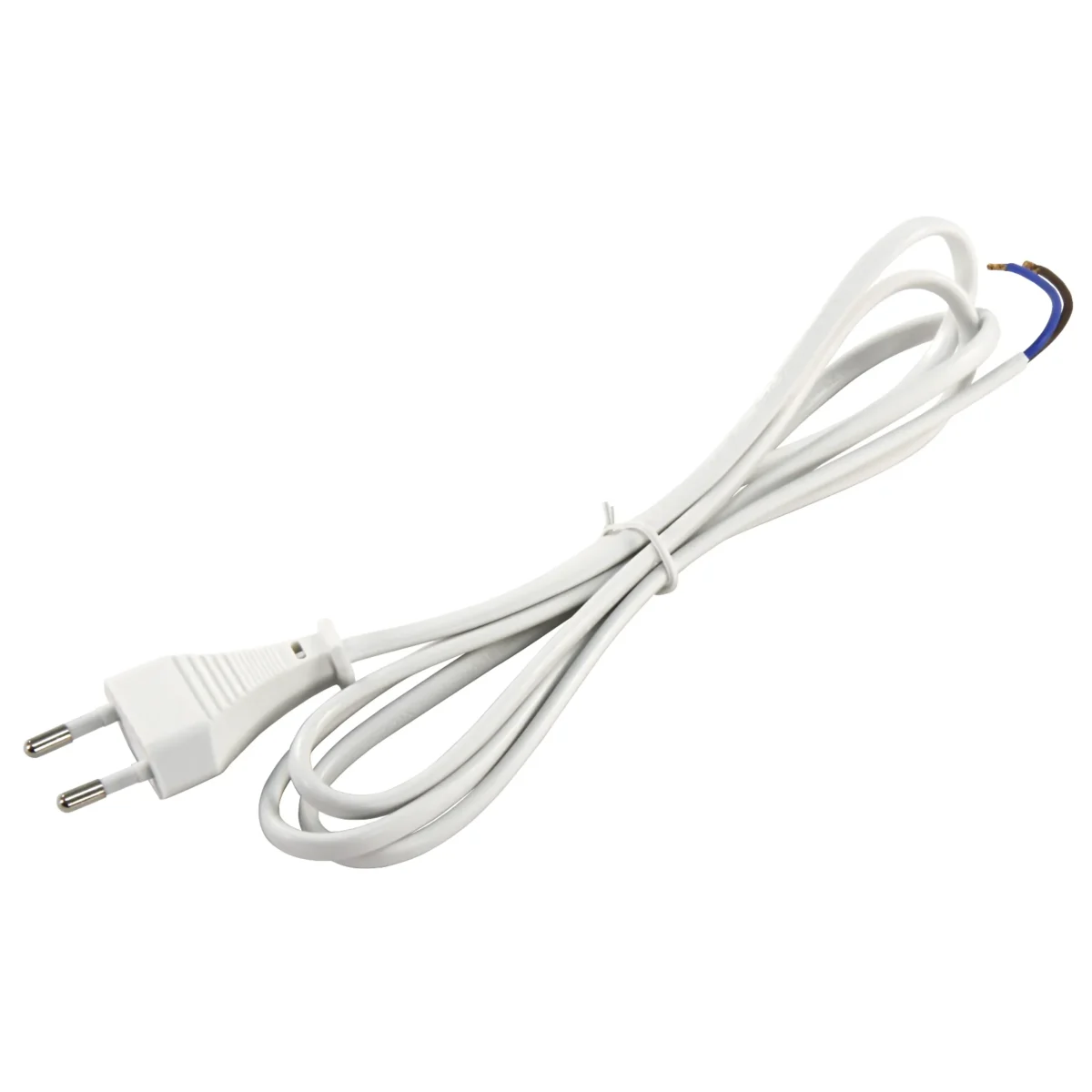 Euro-Netzkabel McPower mit blanken Enden Länge 1,5m, 2x0,75 mm², weiß – Bild 2