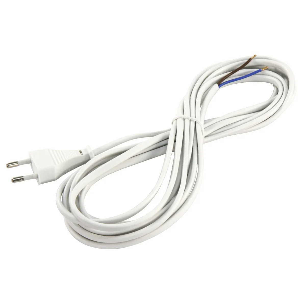 Euro-Netzkabel McPower mit blanken Enden Länge 5,0m, 2x0,75 mm², weiß – Bild 2