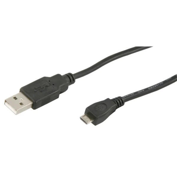 USB-Kabel, 2.0, A-Stecker > Micro B-Stecker, 1,8m, schwarz