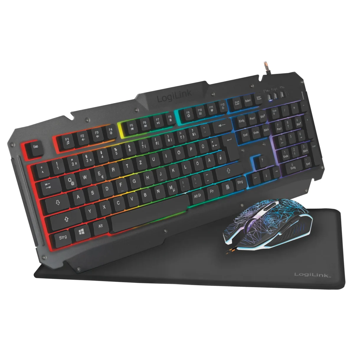 PC Gaming Set, Tastatur, Maus und Mauspad, LED Beleuchtung, – Bild 1