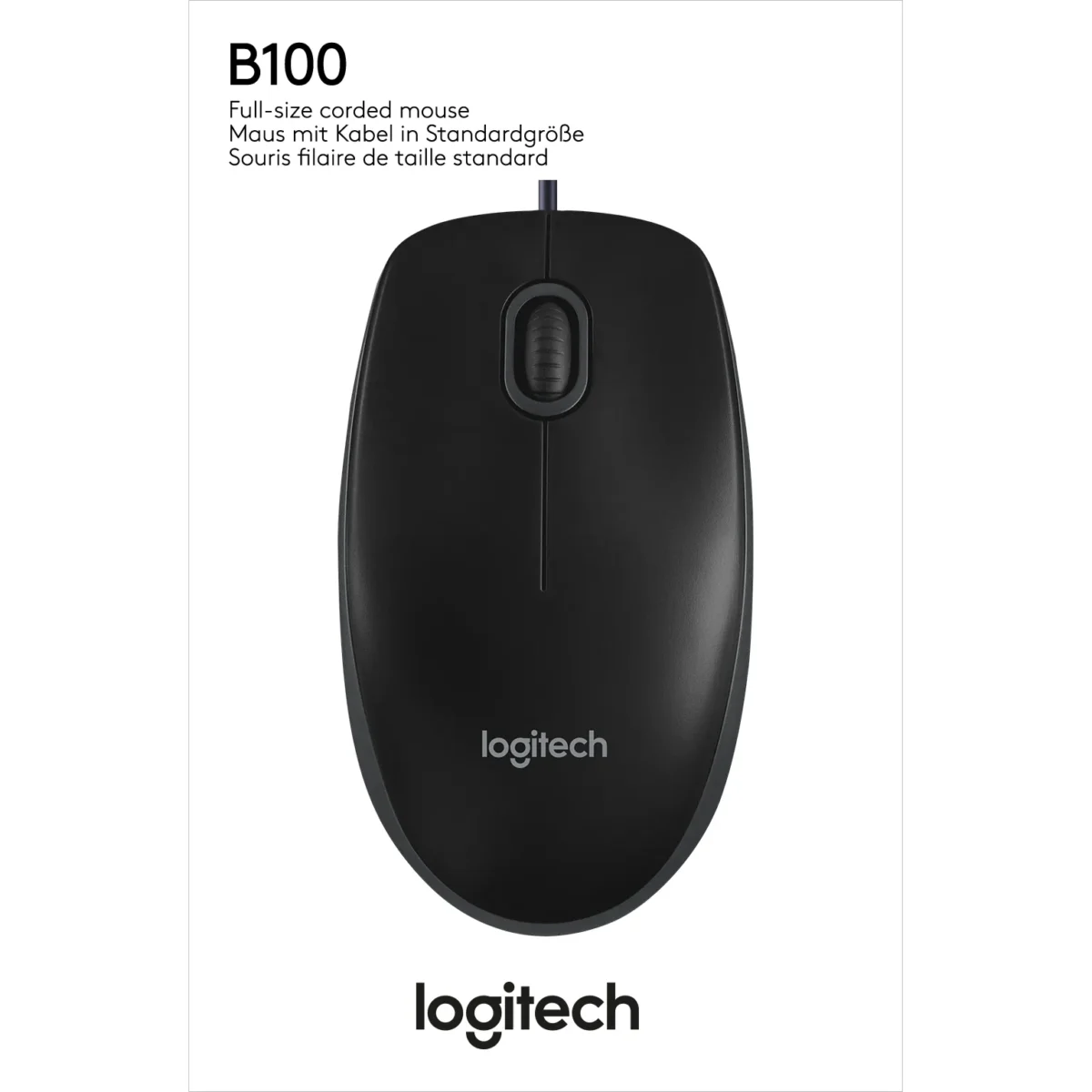 Maus Logitech "B100", USB, 800dpi, schwarz, kabelgebunden – Bild 2