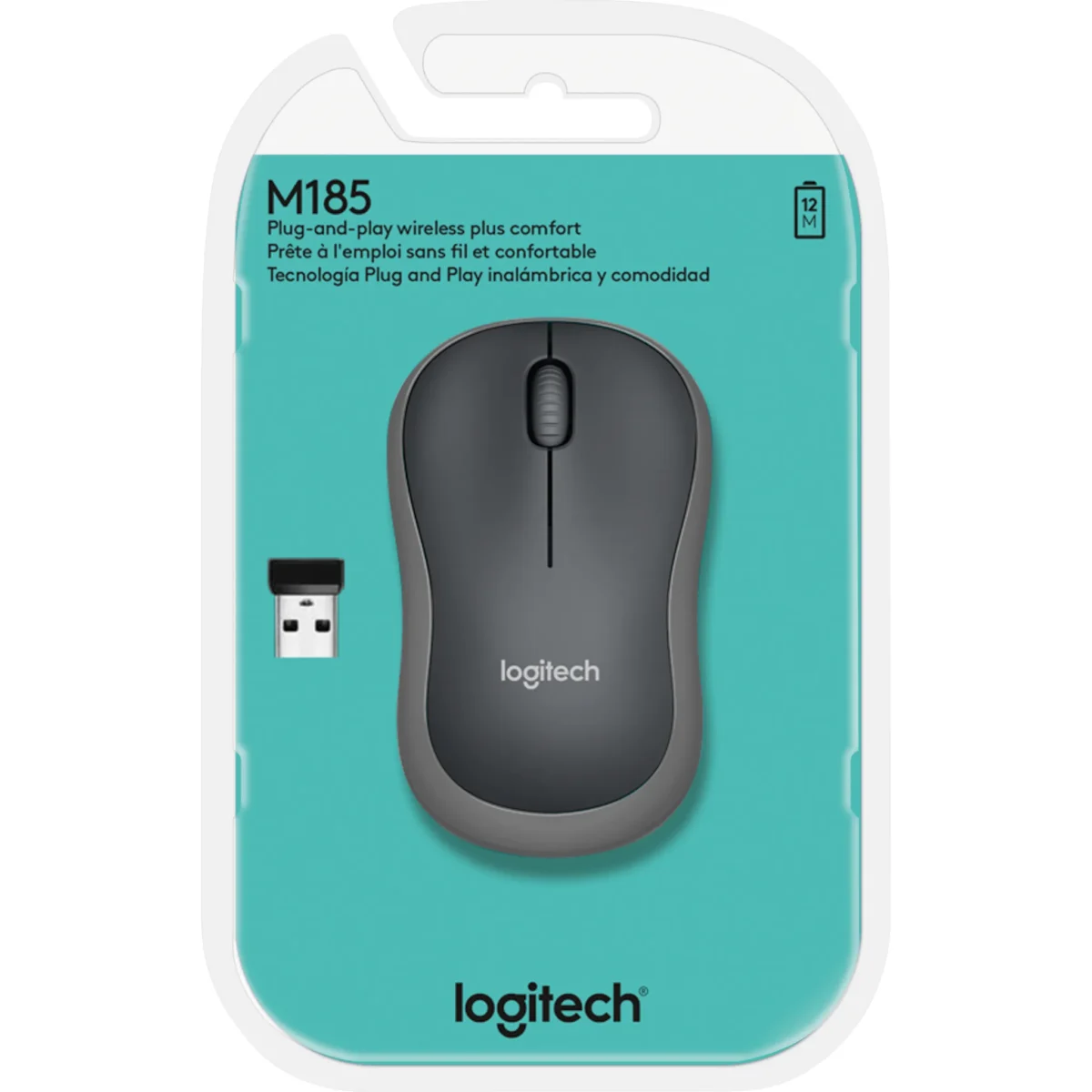 Maus Logitech "M185", 1000dpi, grau-schwarz, kabellos – Bild 2