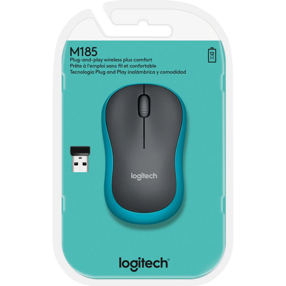 Maus Logitech "M185", 1000dpi, blau-schwarz, kabellos – Bild 2