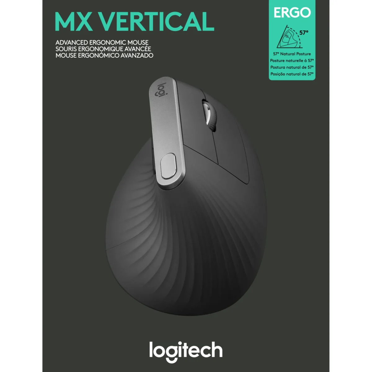 Maus Logitech "MX Vertical", 4000dpi, Bluetooth, Laser, anthrazit, kabellos – Bild 2