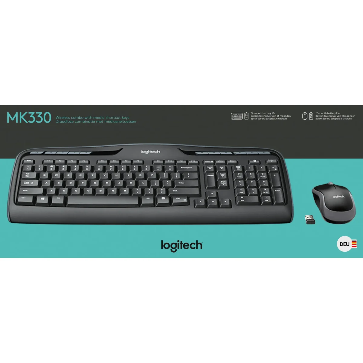 Tastatur/Maus-Set Logitech "MK330", 1000dpi, schwarz, kabellos – Bild 2
