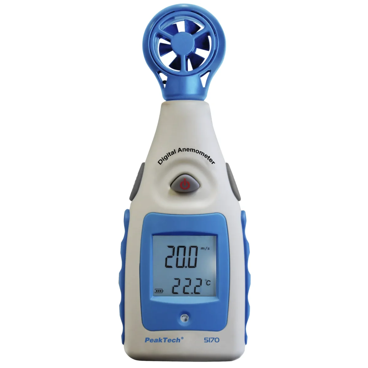 Flügelrad-Anemometer PeakTech "P5170", 0-55 Knoten, mit Thermometer, LCD-Anzeige – Bild 1