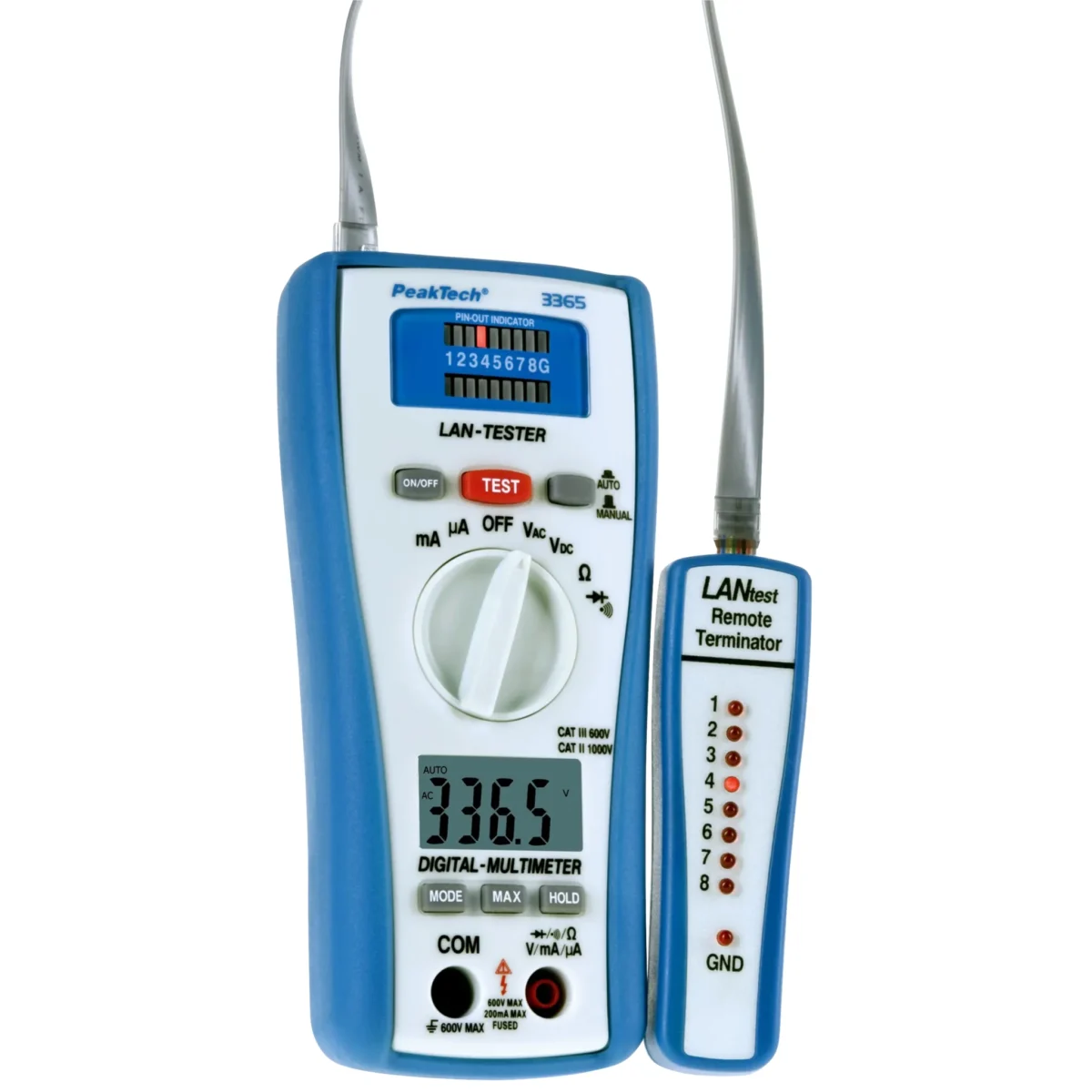 Digitalmultimeter PeakTech "P3365", mit LAN- Tester, 2000 Counts, 600V AC/DC, 200mA AC/DC – Bild 1