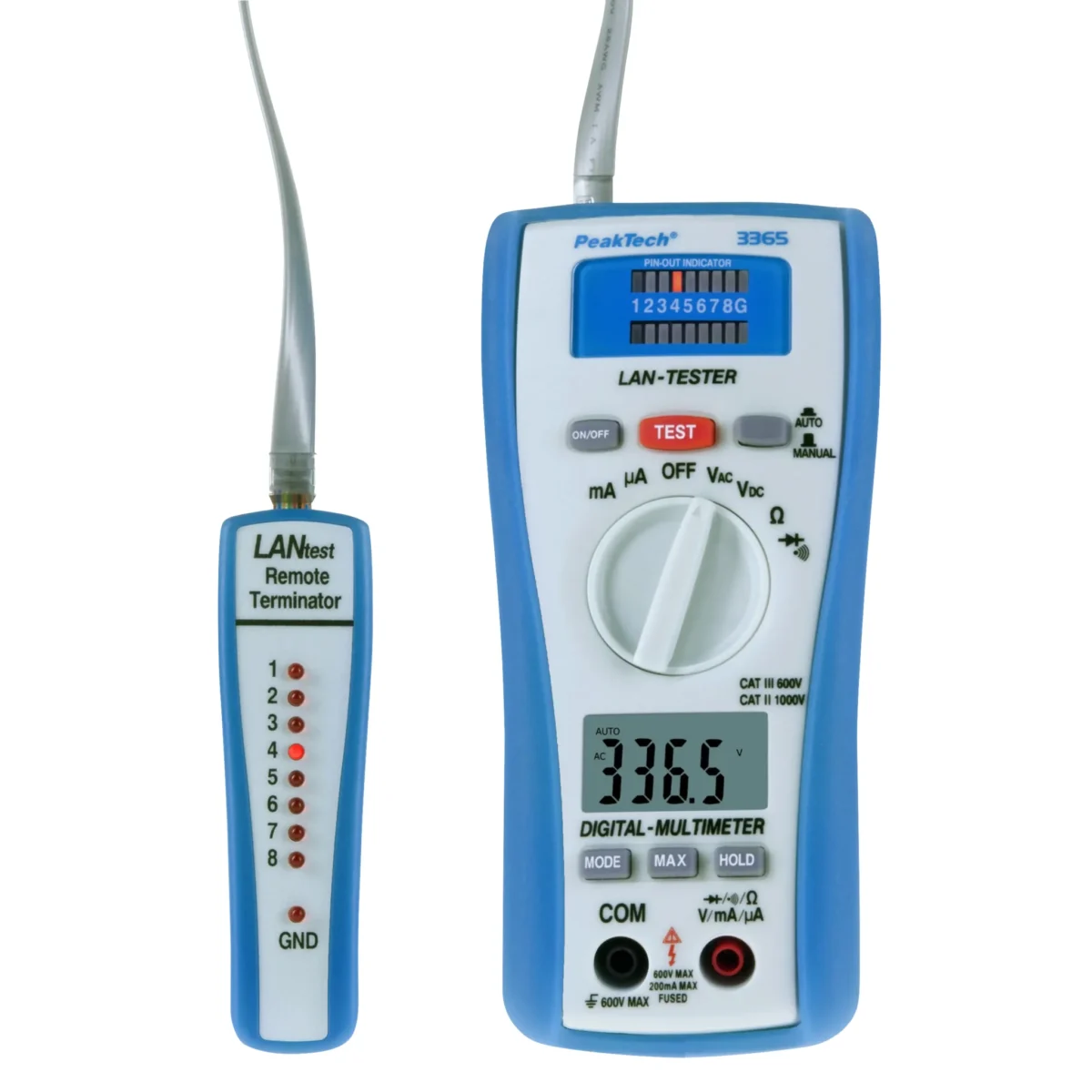 Digitalmultimeter PeakTech "P3365", mit LAN- Tester, 2000 Counts, 600V AC/DC, 200mA AC/DC – Bild 2