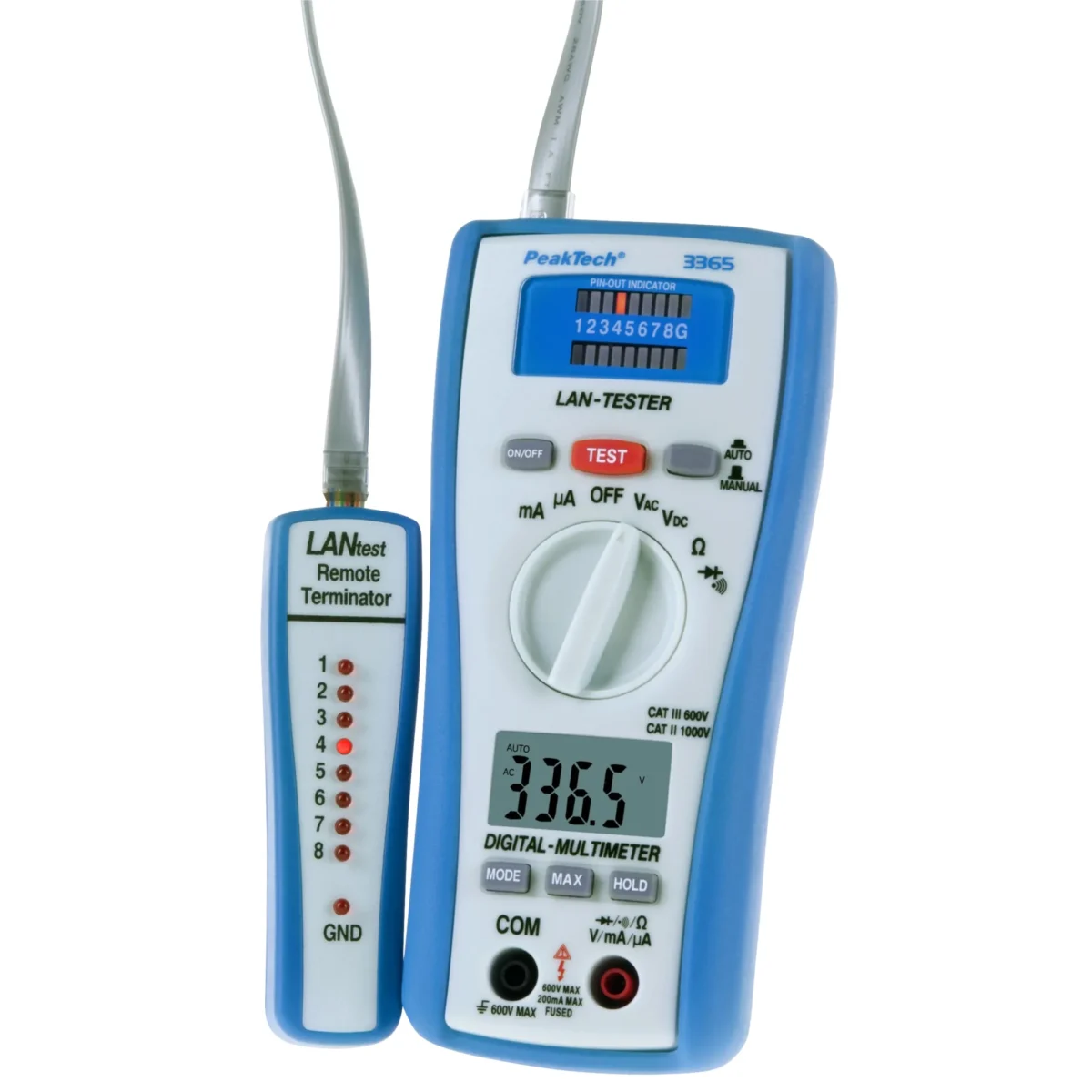 Digitalmultimeter PeakTech "P3365", mit LAN- Tester, 2000 Counts, 600V AC/DC, 200mA AC/DC – Bild 3