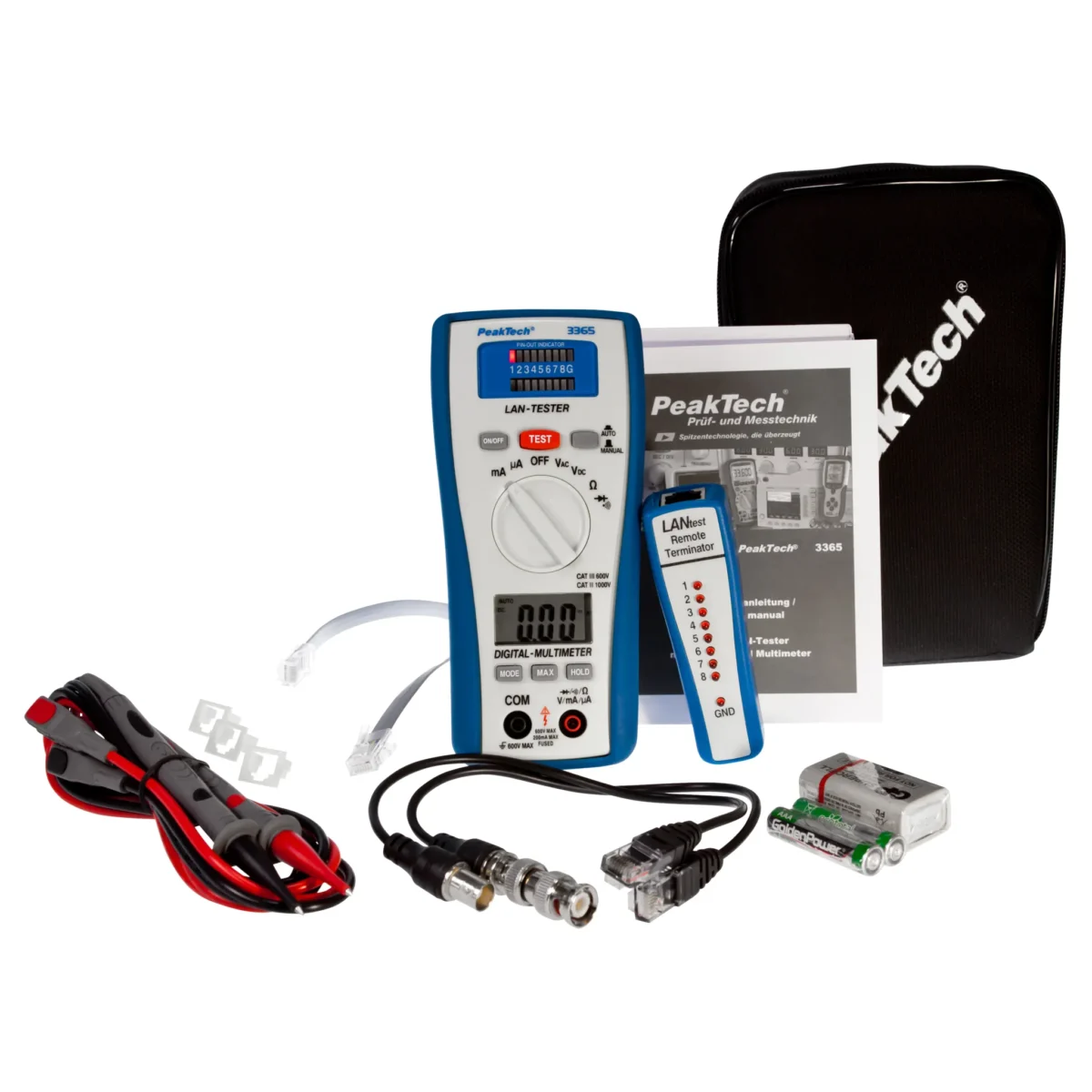 Digitalmultimeter PeakTech "P3365", mit LAN- Tester, 2000 Counts, 600V AC/DC, 200mA AC/DC – Bild 4