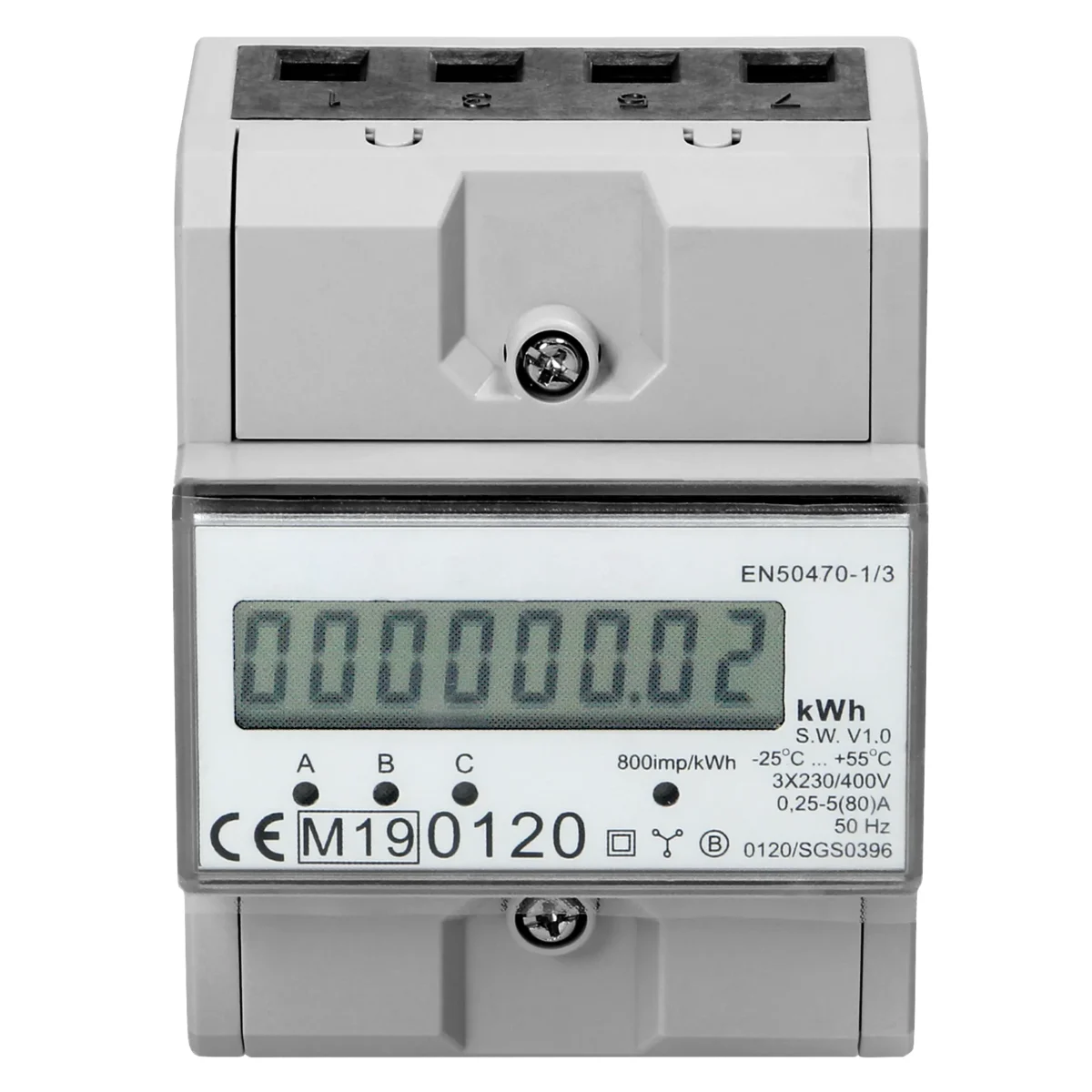 3-phasiger Stromzähler, 80A, MID, 3 Module, DIN TH-35mm – Bild 5
