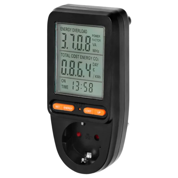 Energiekosten-Messgerät mit LCD-Display, max. 3.680W, schwarz