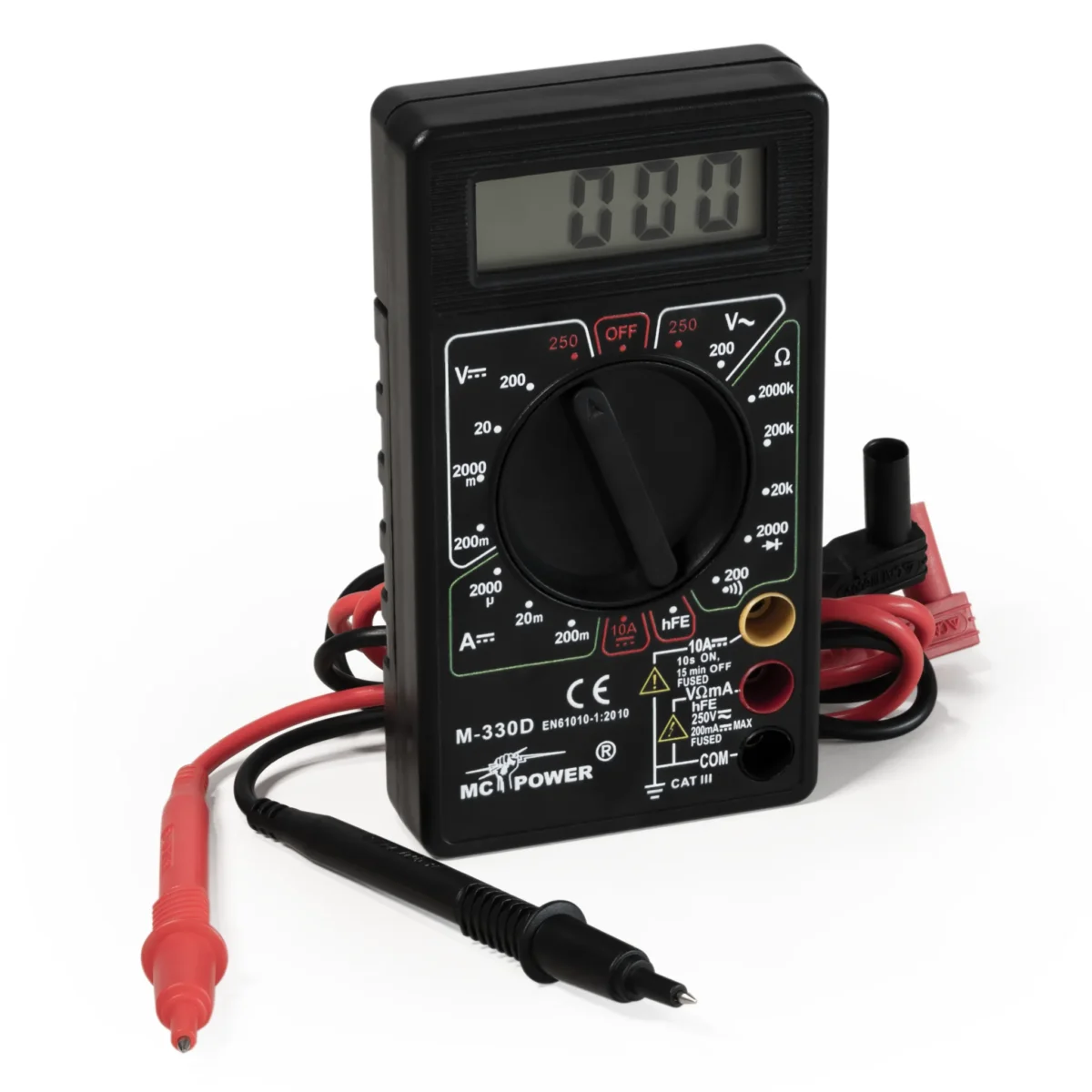 Digitalmultimeter McPower "M-330D" schwarz, 3½-stellig, akustischer Durchgangsprüfer – Bild 1