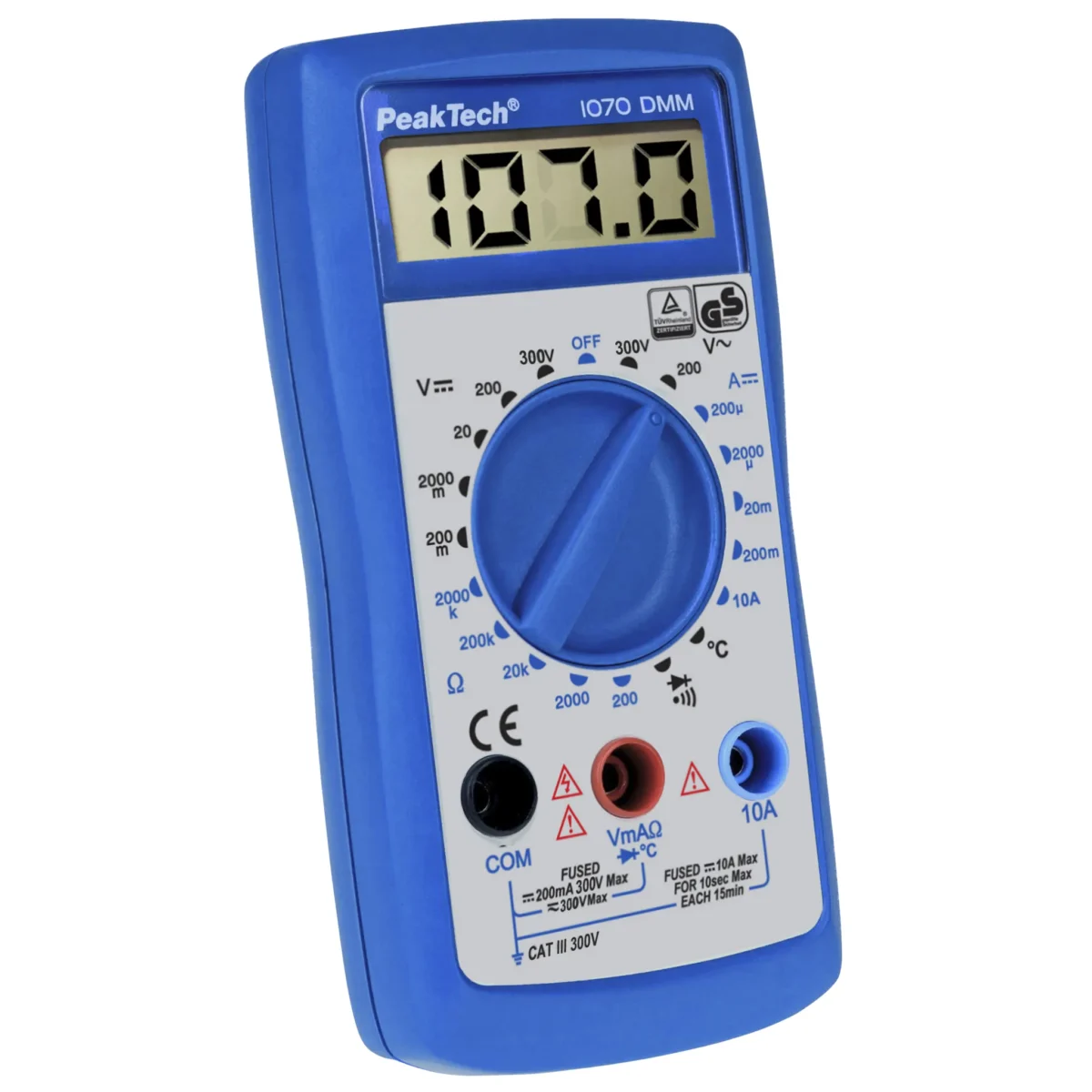 Digitalmultimeter PeakTech "P1070", 2000 Counts, 300 V AC/DC, 10 A DC, TÜV/GS – Bild 1
