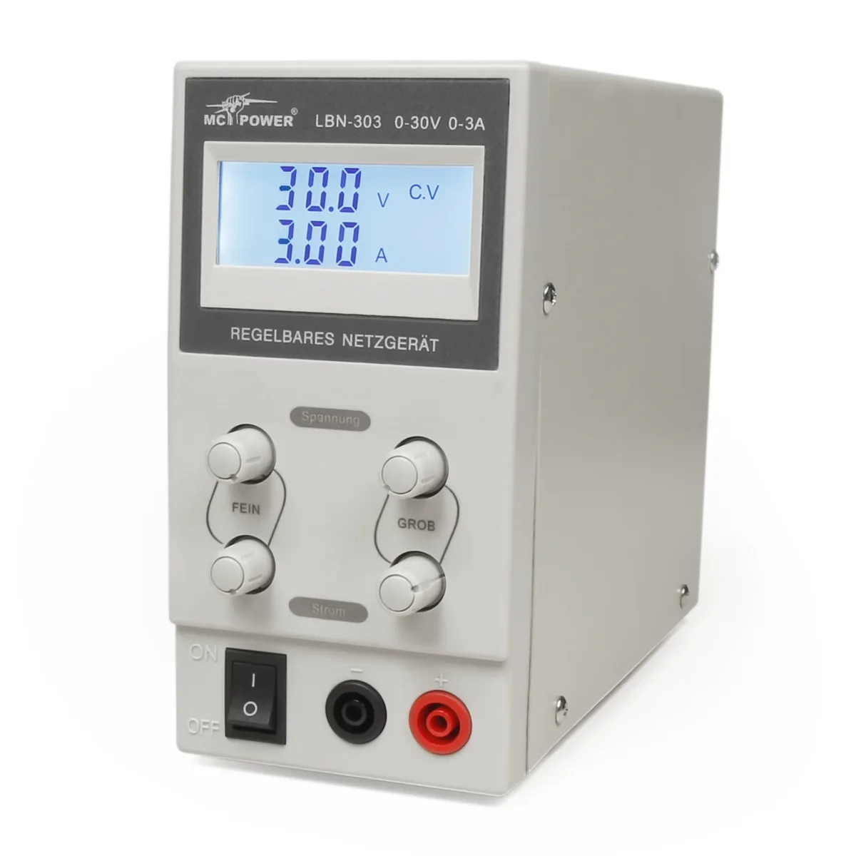Labornetzgerät McPower "LBN-303", 0-30 V, 0-3 A regelbar, LC-Anzeige – Bild 1