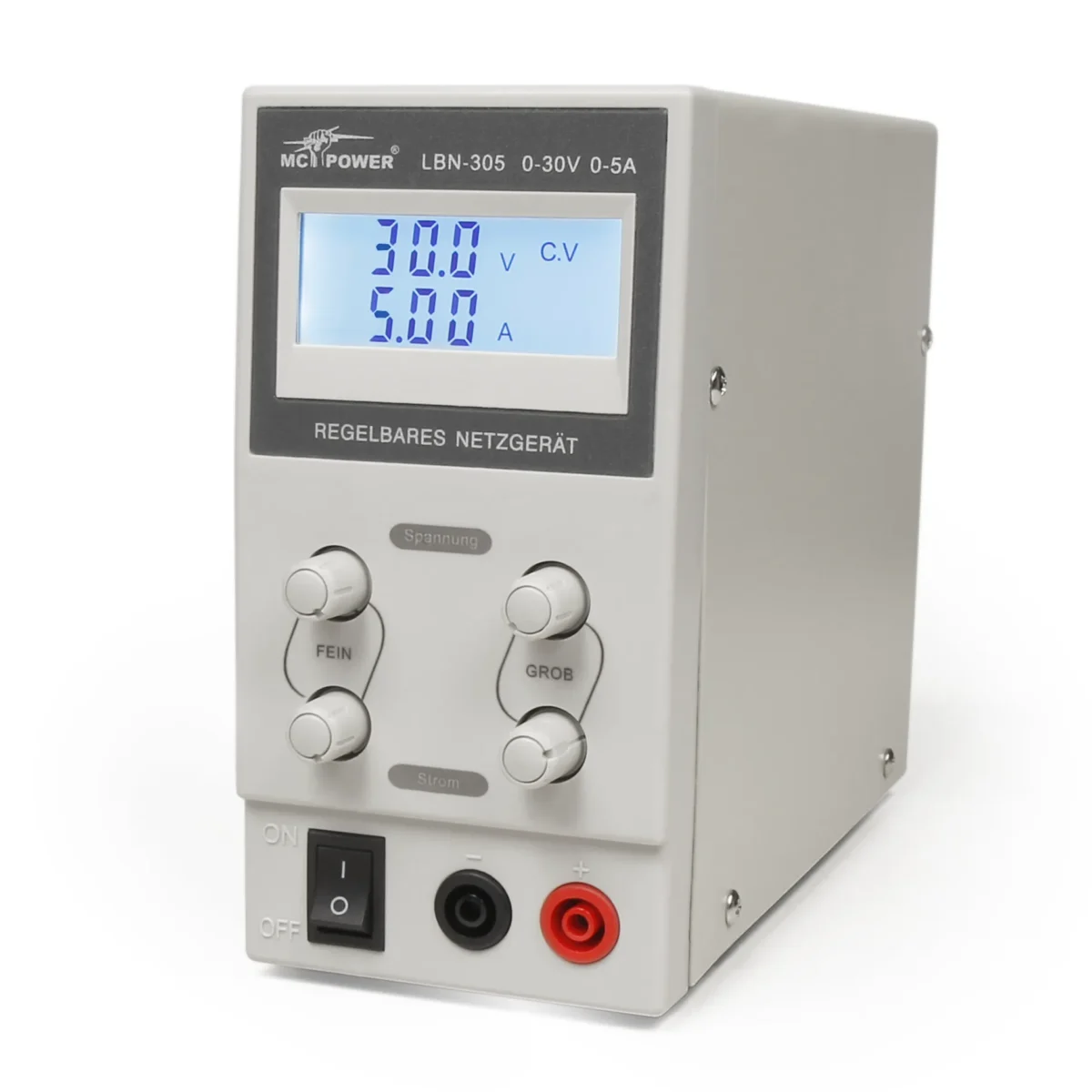 Labornetzgerät McPower "LBN-305", 0-30 V, 0-5 A regelbar, LC-Anzeige – Bild 1