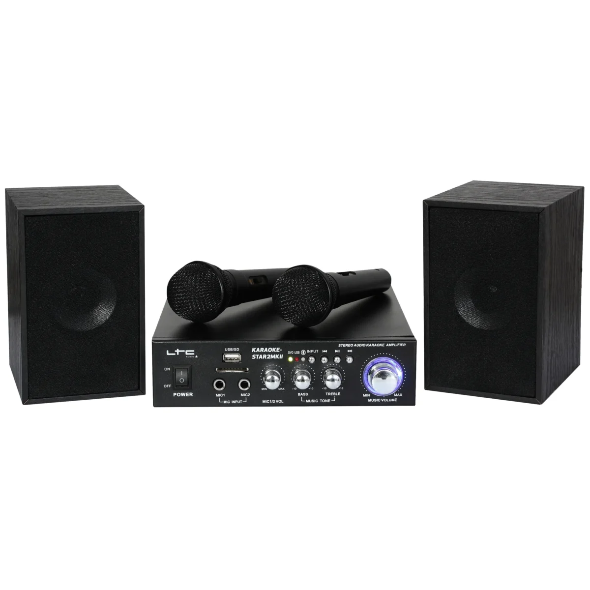 Karaoke-Set LTC "STAR2-MKII" USB/SD, Bluetooth, inkl. zwei Mikrofone und Boxen – Bild 1