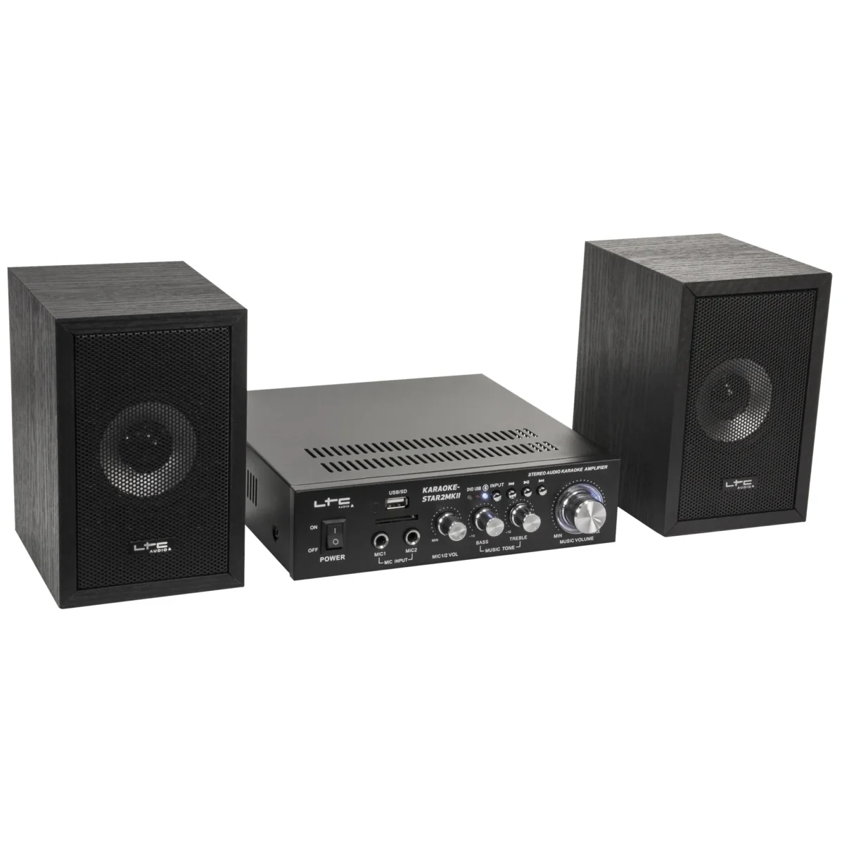 Karaoke-Set LTC "STAR2-MKII" USB/SD, Bluetooth, inkl. zwei Mikrofone und Boxen – Bild 2