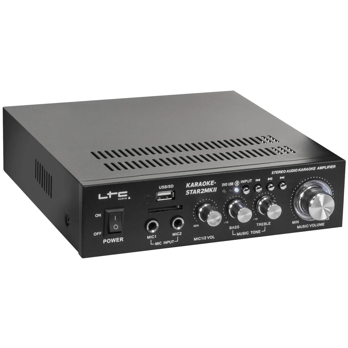 Karaoke-Set LTC "STAR2-MKII" USB/SD, Bluetooth, inkl. zwei Mikrofone und Boxen – Bild 3