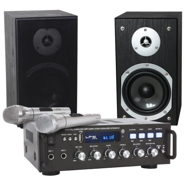 Karaoke-Set LTC "STAR4-MKII" USB/SD, Bluetooth, inkl. zwei Mikrofone und Boxen