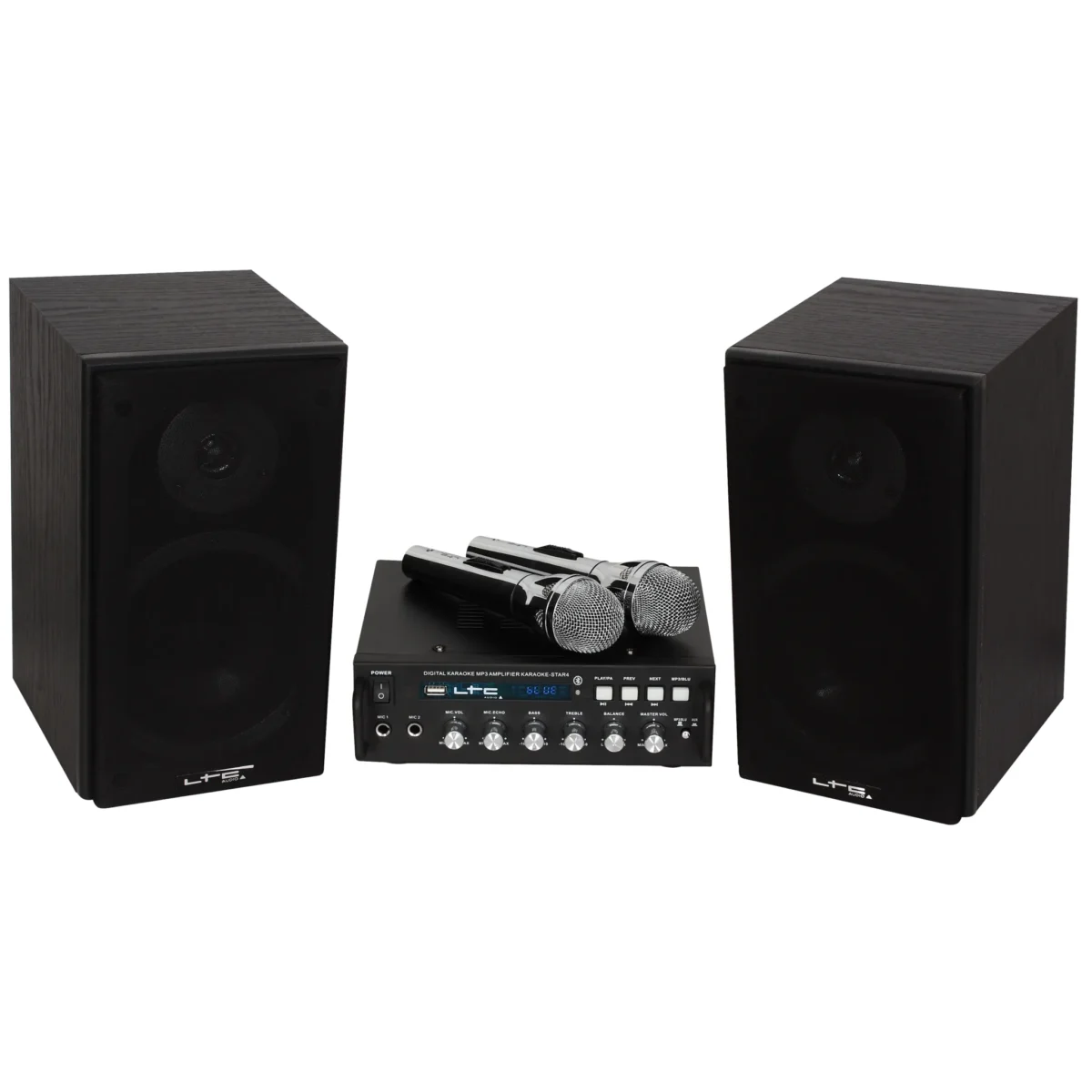 Karaoke-Set LTC "STAR4-MKII" USB/SD, Bluetooth, inkl. zwei Mikrofone und Boxen – Bild 2