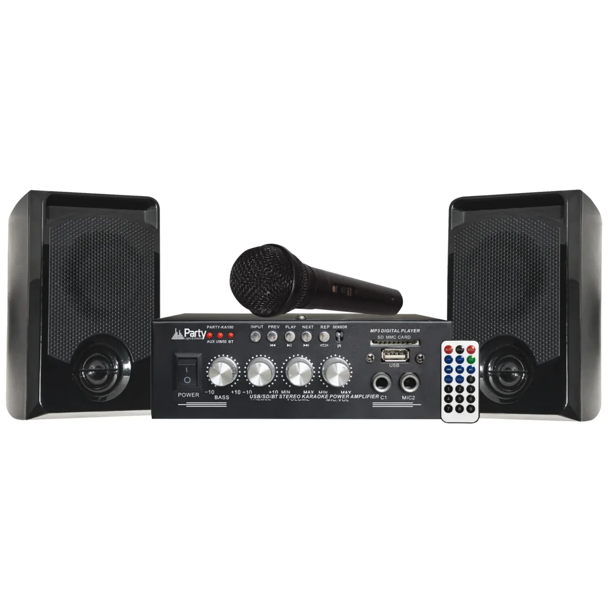 Karaoke-Set PARTY "KA100" USB/SD, Bluetooth, inkl. Mikrofon und Boxen – Bild 1