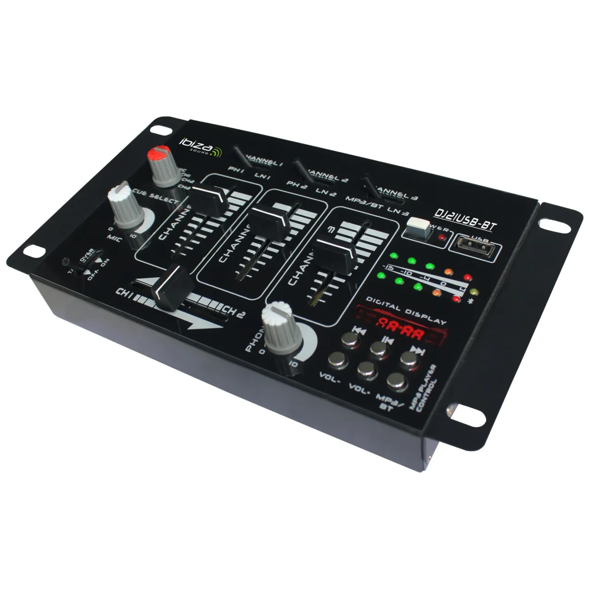 4-Kanal Mischpult IBIZA "DJ21USB-BT" Bluetooth, USB, 7 Eingänge – Bild 1