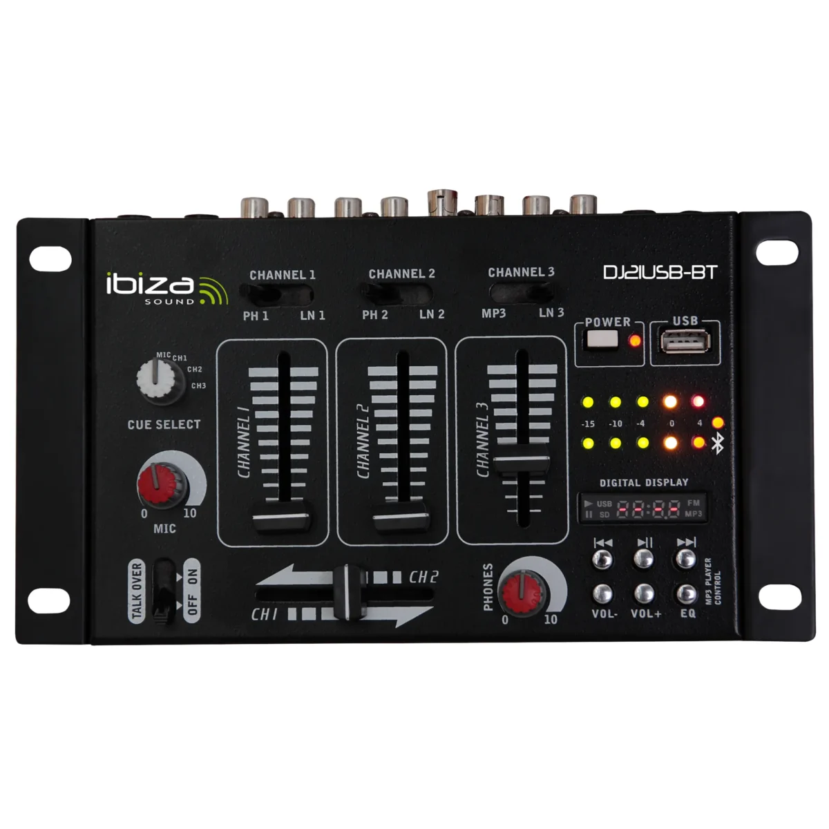 4-Kanal Mischpult IBIZA "DJ21USB-BT" Bluetooth, USB, 7 Eingänge – Bild 2