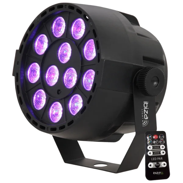 LED-Lichteffekt IBIZA "PAR-MINI-RGB3" 12x 3W RGB LED, Musiksteuerung, DMX