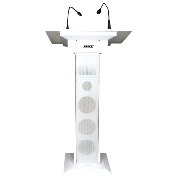 Aktives Konferenz-Rednerpult BST "AMC73-W" 90W, 4 Lautsprecher, 2 UHF-Mikros