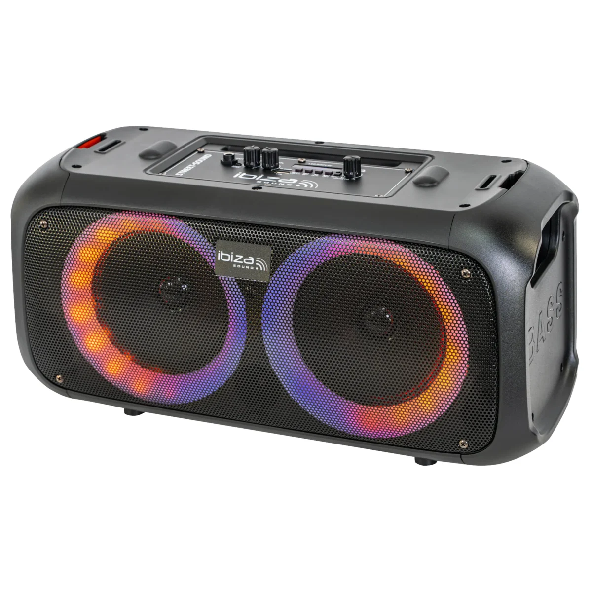 Batteriebetriebene Aktivbox "STREET-SOUND" 2 x 6.5"/16cm, 100W, mit Beleuchtung – Bild 4