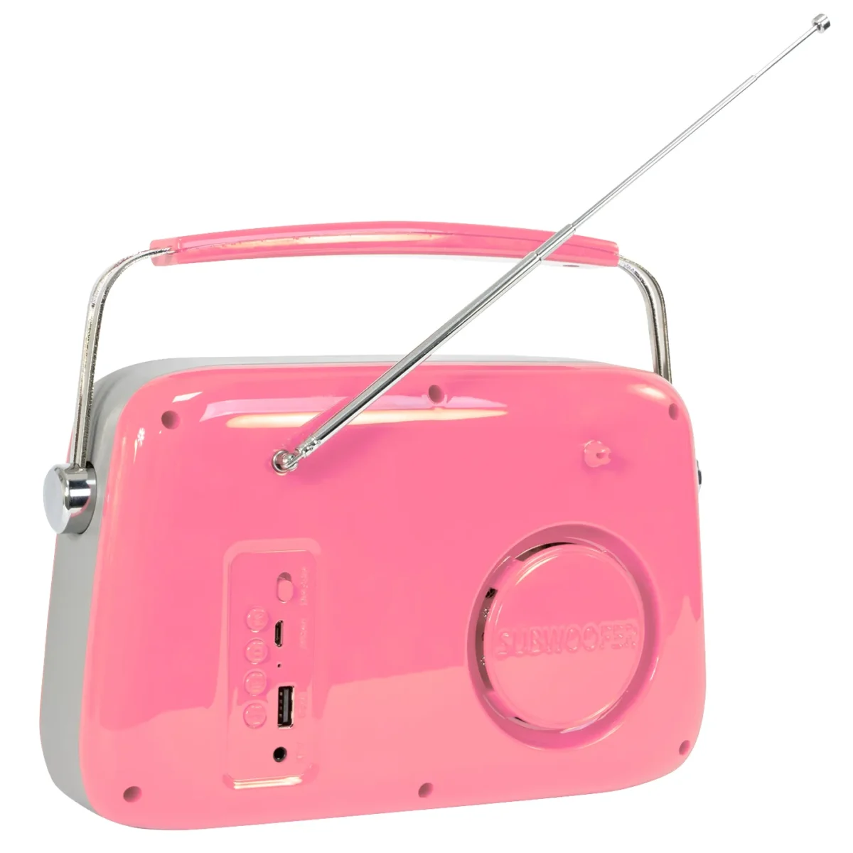 Tragbares Nostalgie Radio "FREESOUND-VR40P" mit Bluetooth, USB & FM 30W, pink – Bild 3
