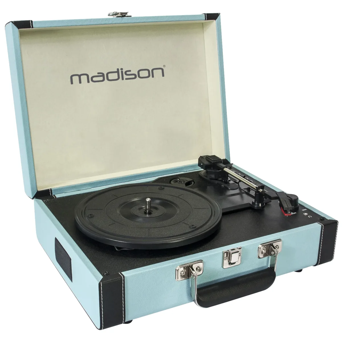 Nostalgie Schallplattenkoffer MADISON "MAD-RETROCASE-BLU", Bluetooth, USB, blau – Bild 1
