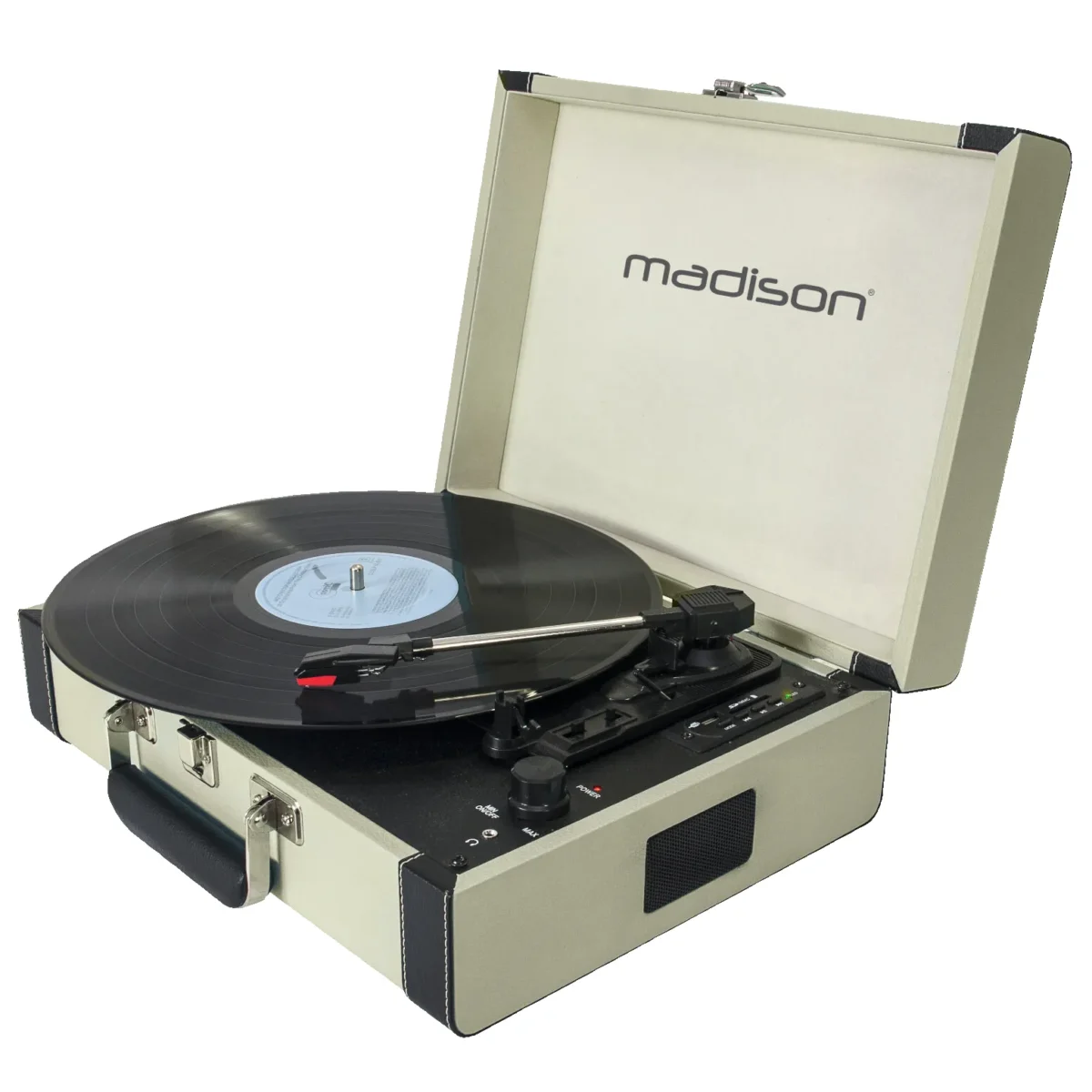 Nostalgie Schallplattenkoffer MADISON "MAD-RETROCASE-CR", Bluetooth, USB, creme – Bild 2