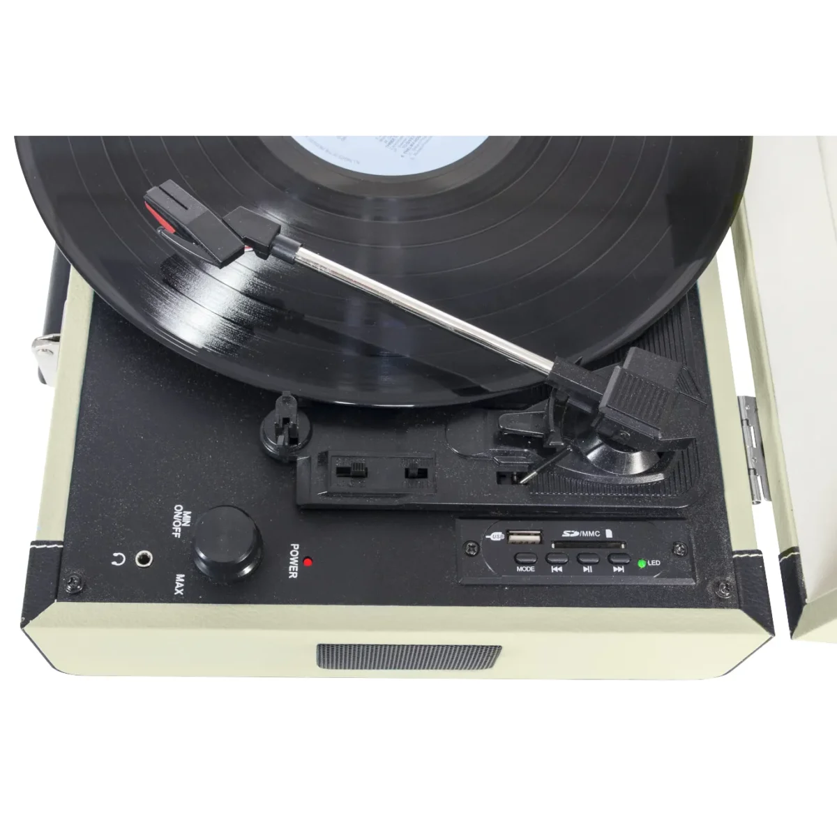 Nostalgie Schallplattenkoffer MADISON "MAD-RETROCASE-CR", Bluetooth, USB, creme – Bild 3