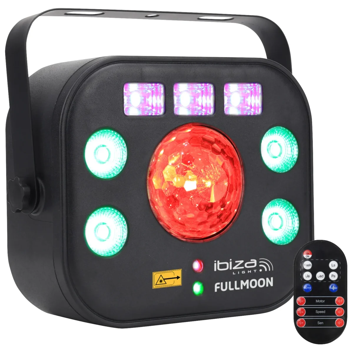 5-in-1 DMX-Lichteffekt IBIZA "FULLMOON" mit Wash, UV, RG Laser, Strobe & Astro – Bild 1