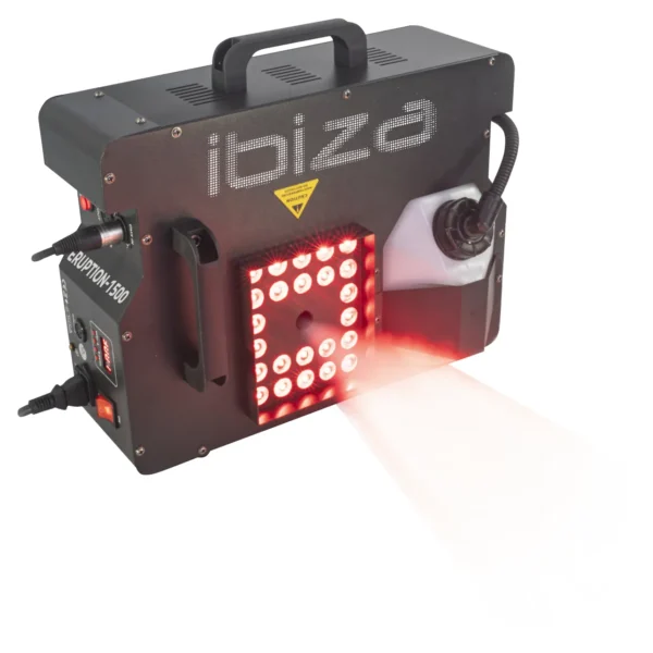 Nebelmaschine IBIZA "ERUPTION-1500", vertikal/horizontal, 1500W, RGB-Beleuchtung