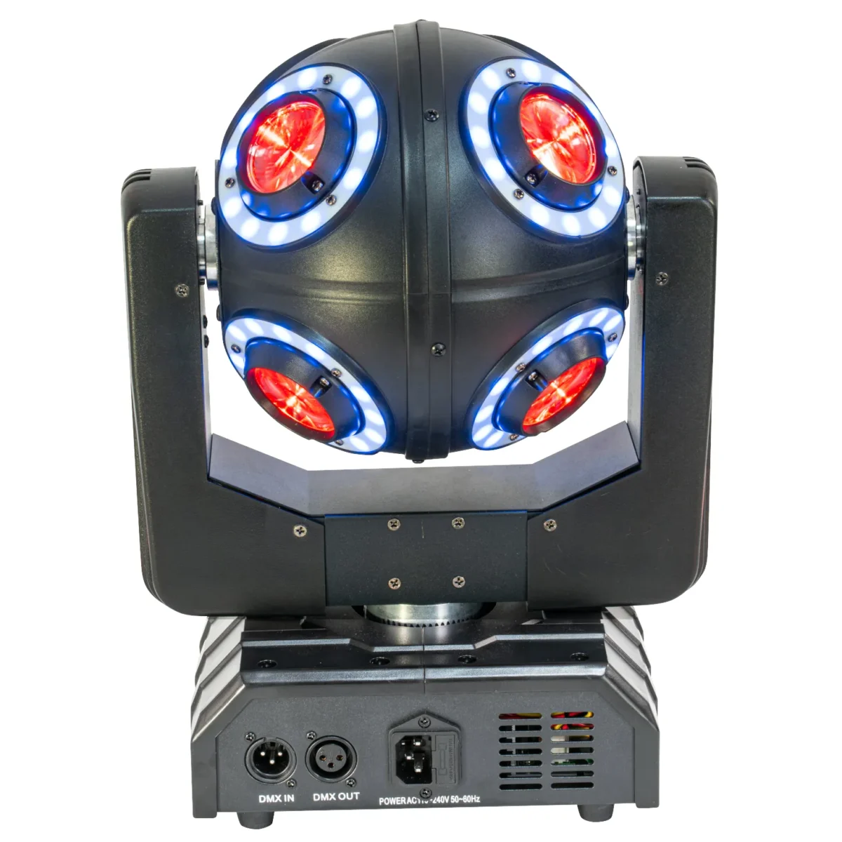 DMX-Moving-Head IBIZA "SATURNE", 4-in-1 RGBW LEDs + 8 Lichtringe – Bild 2