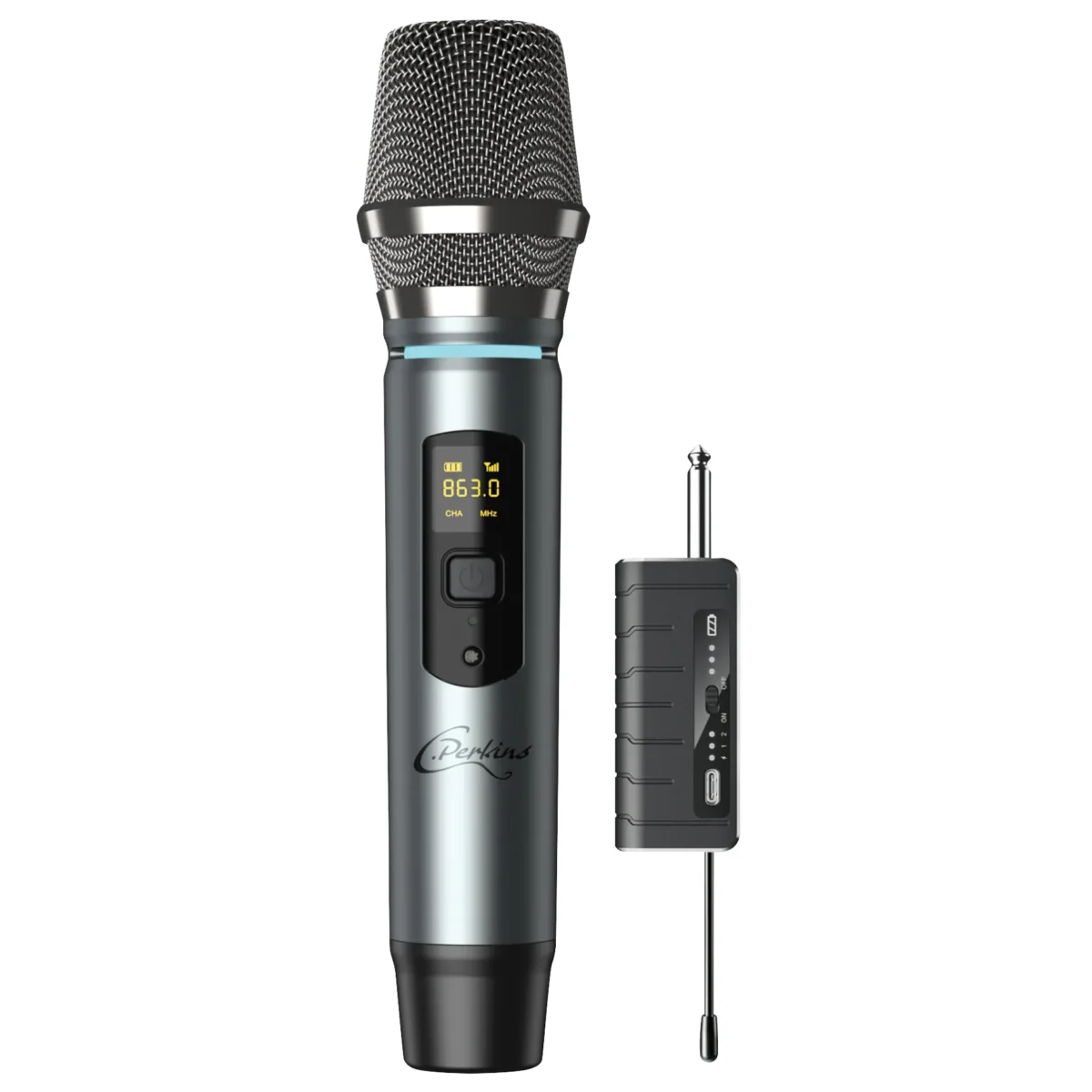 UHF-Funkmikrofon C.PERKINS "MIC-PRO-HF", mit Empfänger, 10m Reichweite – Bild 1