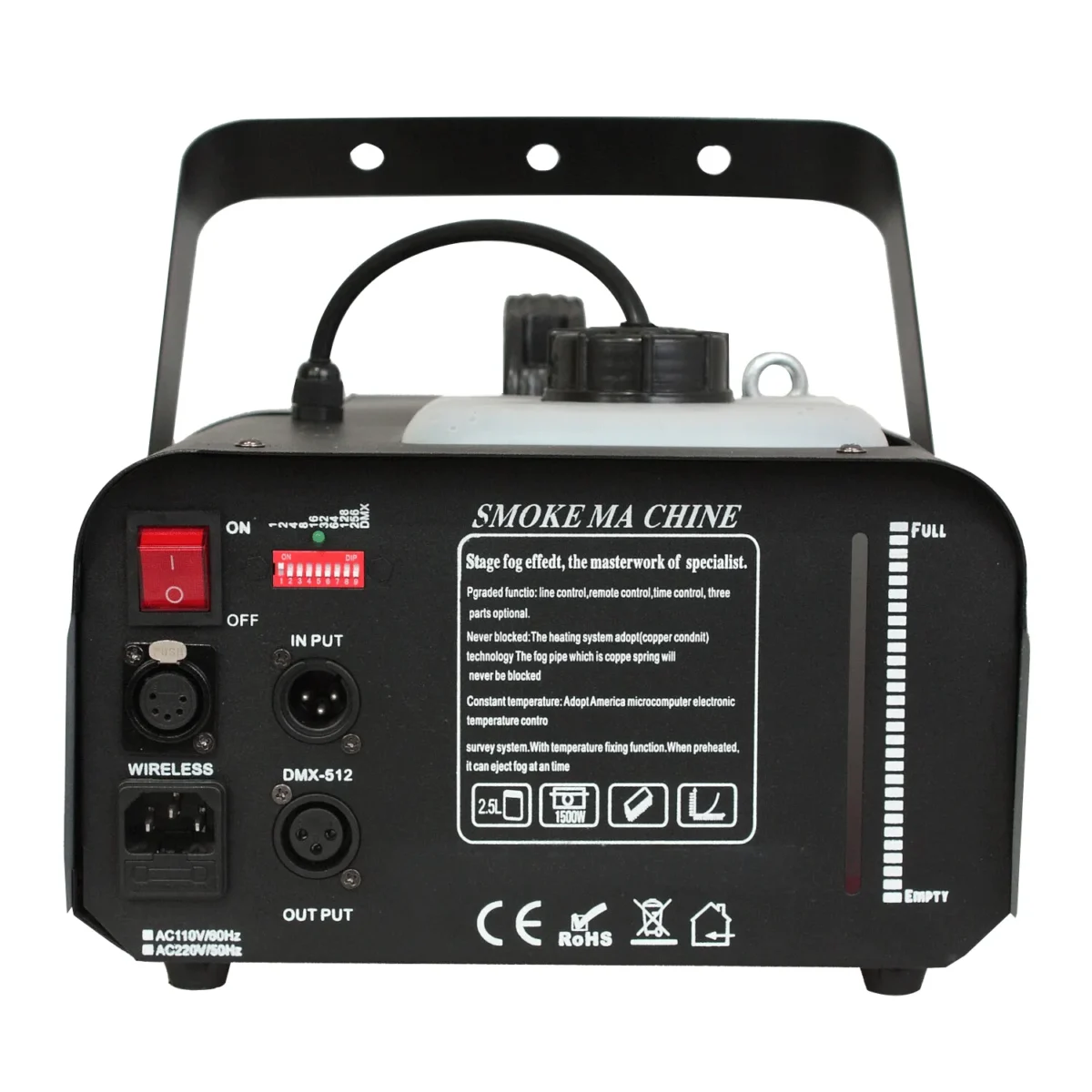 Programmierbare Nebelmaschine IBIZA "LSM1200PRO" Fernbedienung, DMX, 1200W – Bild 2