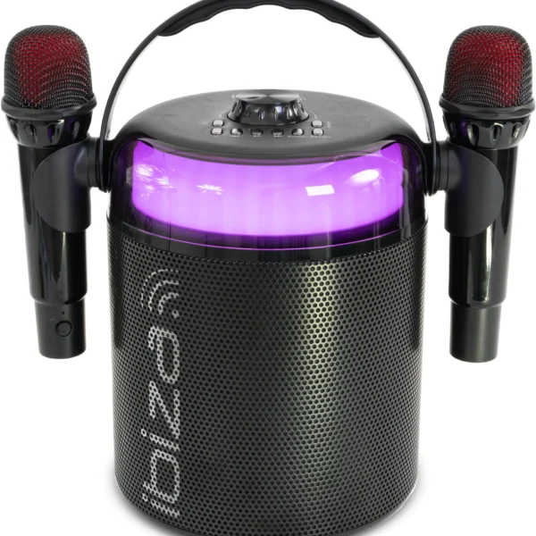 Karaoke-Lautsprecher IBIZA "KARAHOME" akkubetrieben, Bluetooth, USB, AUX, Koax