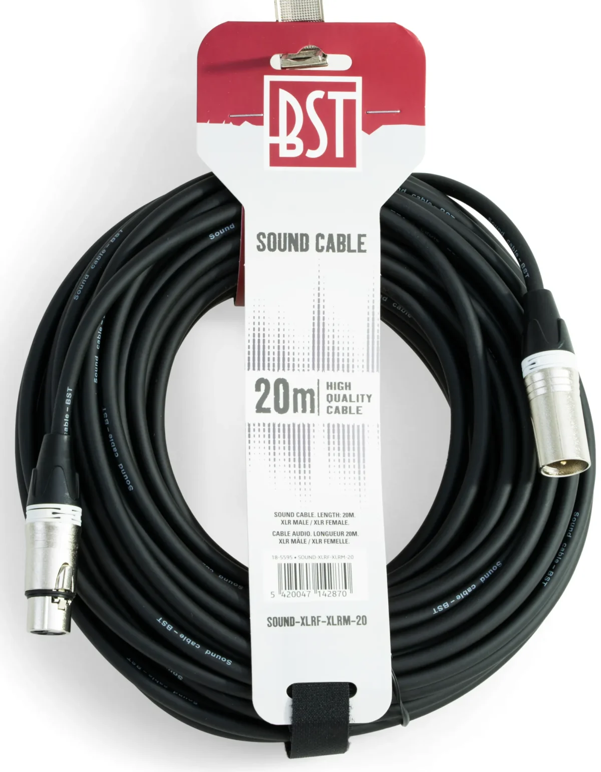Hochwertiges Audiokabel BST "SOUND-XLRM-XLRF-20" 20m, XLR Stecker u. Buchse – Bild 2