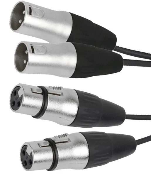 Hochwertiges Verbindungskabel BST "XLRM-XLRF-1.5X2" 1m, 2x XLR Stecker u. Buchse